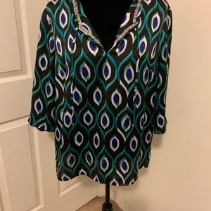 Jones New York Peacock Blouse